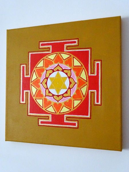 Surya Yantra with Turmeric and Patchouli Oil, Ocher Background